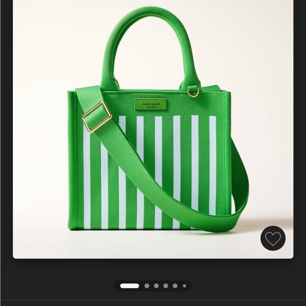 Kate Spade Green and White Striped Tote
